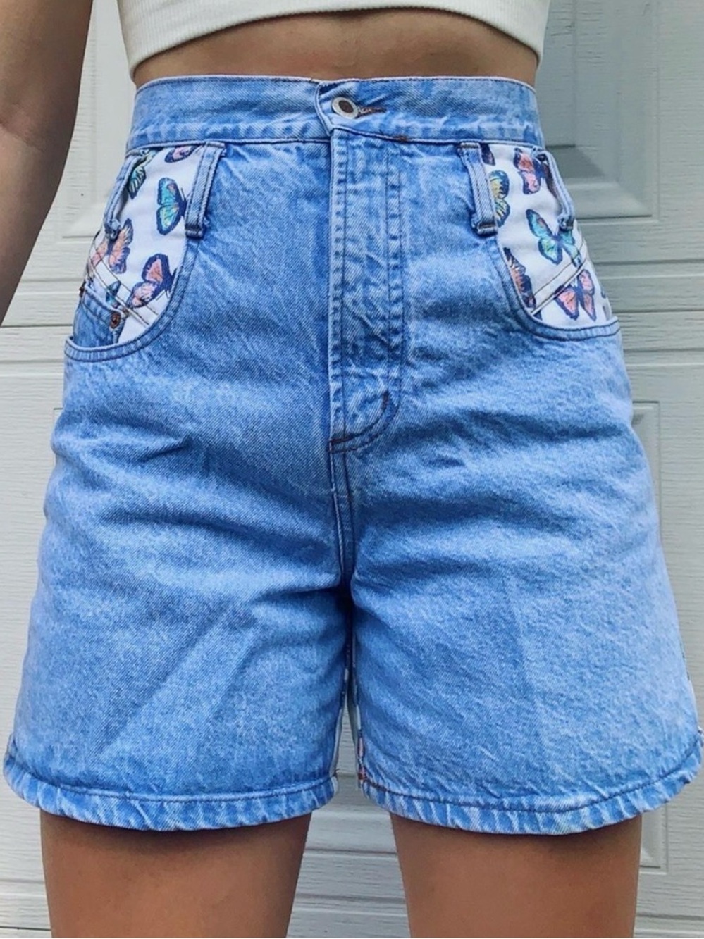 Vintage Steel Jean Butterfly Denim High Waisted Shorts size 27